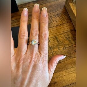 14k gold ring with aquamarine stone